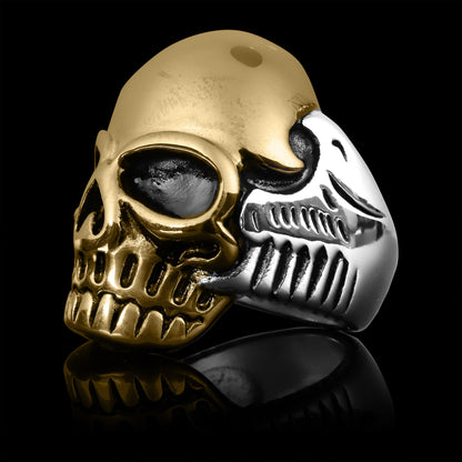 Stainless Steel And 18K Gold PVD Coated Skull Ring