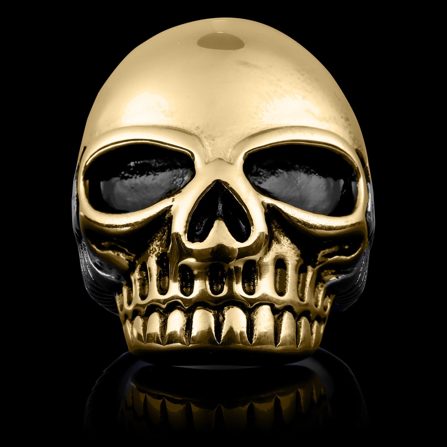 Stainless Steel And 18K Gold PVD Coated Skull Ring