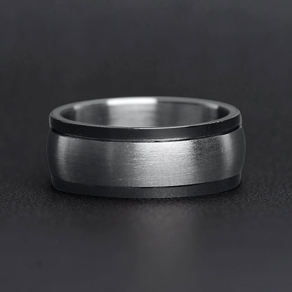 Polished Stainless Steel & Black Spinner Ring