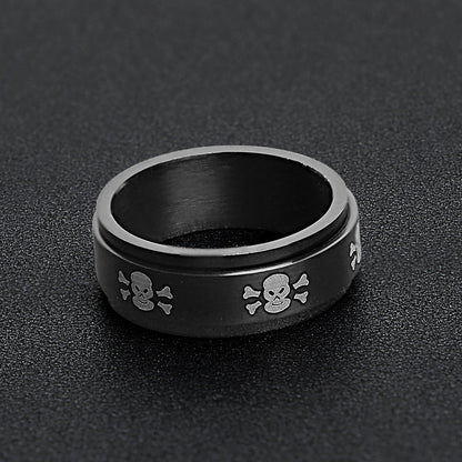 Black & White Skull Spinner Ring
