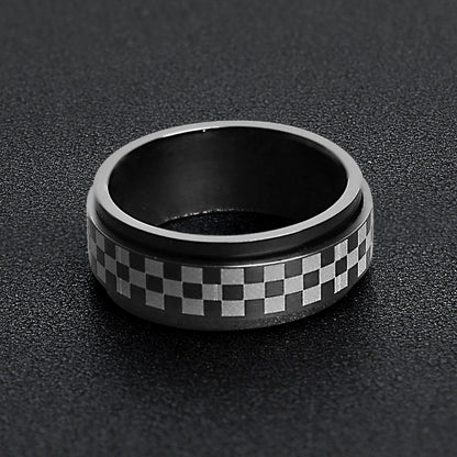 Black Checkered Spinner Ring
