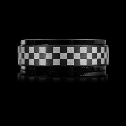 Black Checkered Spinner Ring