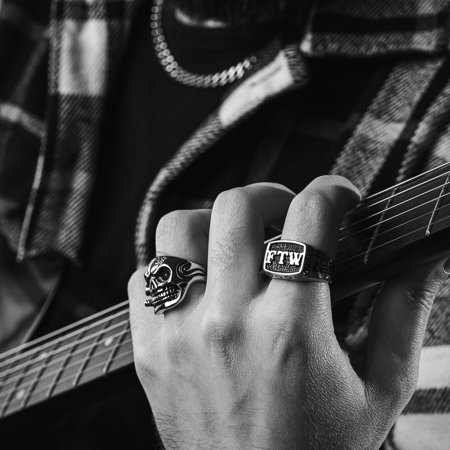 Stainless Steel "FTW" Middle Finger Signet Ring