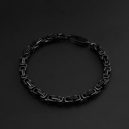 Stainless Steel Black Byzantine Chain Bracelet