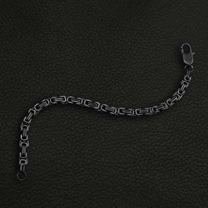 Stainless Steel Black Byzantine Chain Bracelet