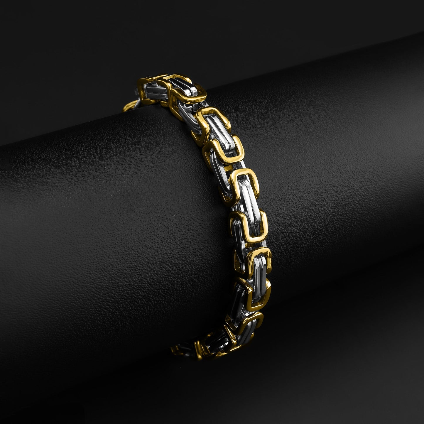 Stainless Steel And 18K Gold PVD Coated Byzantine Chain Bracelet