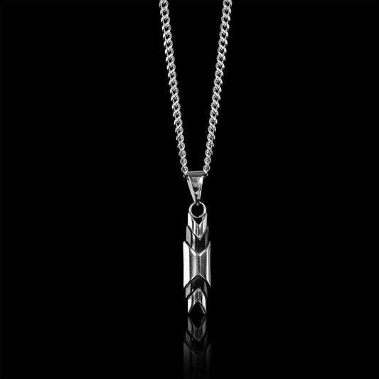 Stainless Steel And Black Hollow Chevron Tube Curb Chain Necklace