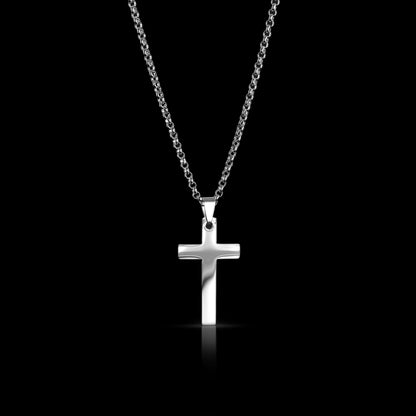 Stainless Steel Rounded Box Chain Cross Necklace