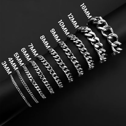 Stainless Steel Diamond Cut Curb Chain Bracelet