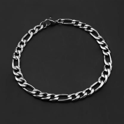 Stainless Steel Figaro Chain Bracelet