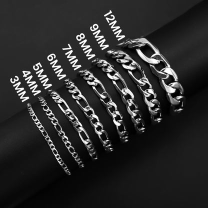 Stainless Steel Figaro Chain Bracelet