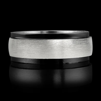 Polished Stainless Steel & Black Spinner Ring