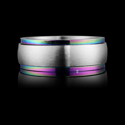 Rainbow Edge Spinner Unisex Ring