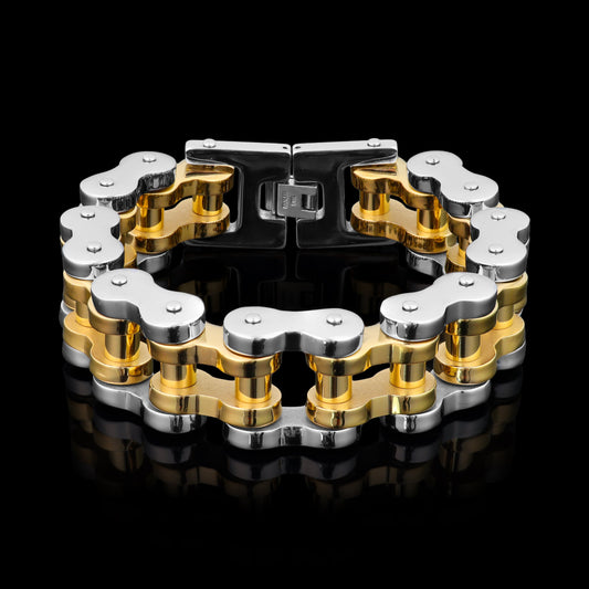 18K Gold PVD Coated Stainless Steel Bike Chain Bracelet